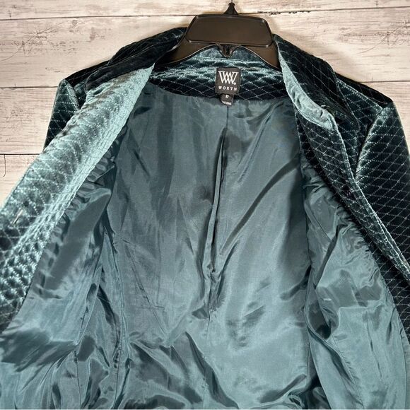 Worth Velvet Holiday Green Quilted Diamond Lined Jacket Blazer 10 - Picture 8 of 8